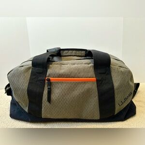L.L. Bean Olive Green Duffel Bag with Orange Accent